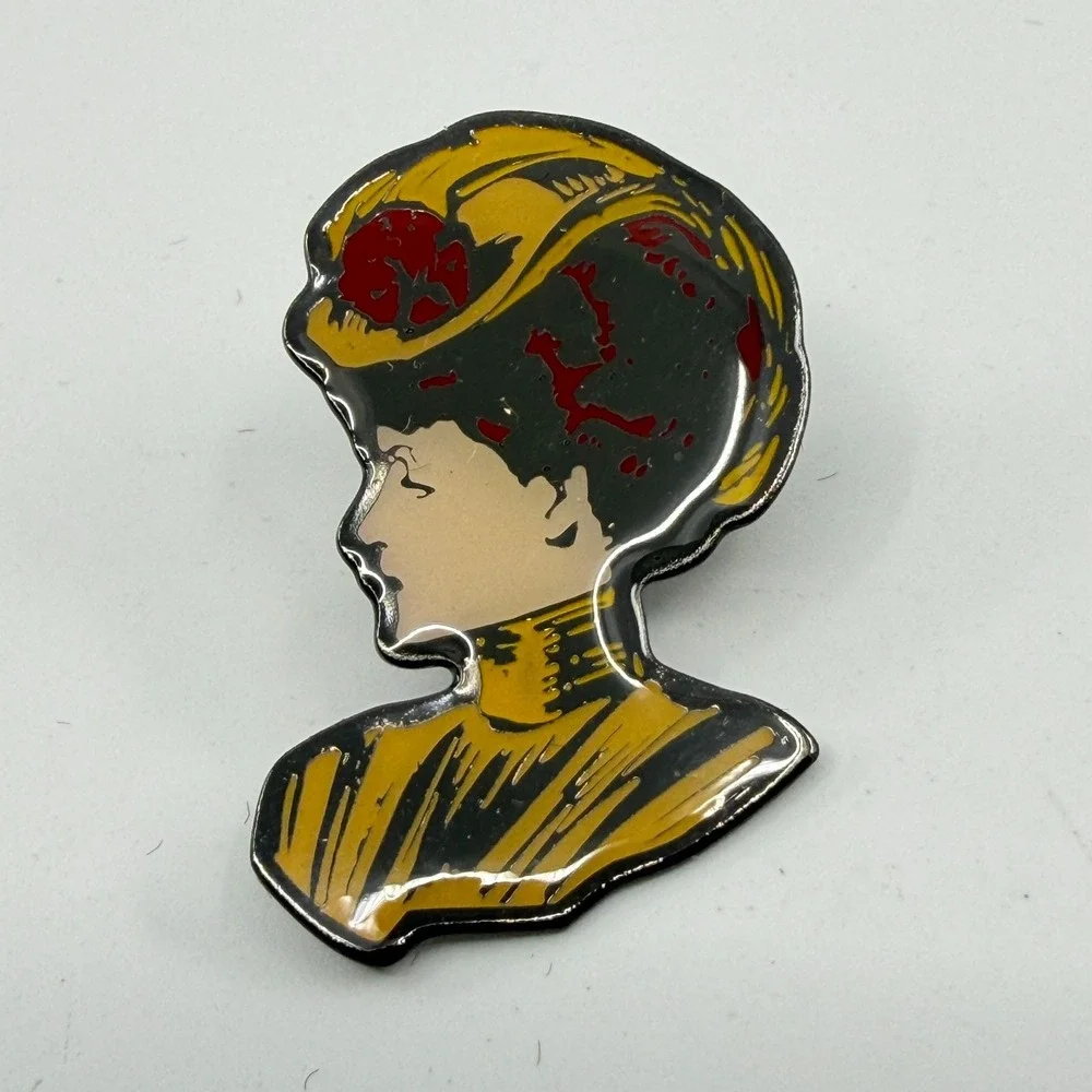Vintage Style Lady Silhouette Enamel Pin Portrait Brooch Unique Retro Accessory
